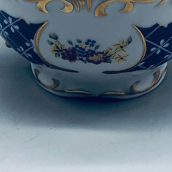 Tea cup floral gold trim white blue marked on bottom 2.5x5" porcelain READ - Picture 2 of 7